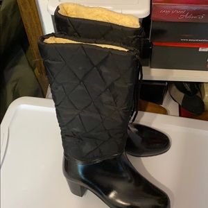 Long rain wool lined heeled boots